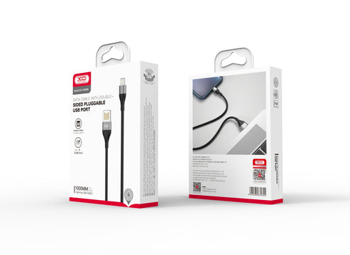 XO NB188 2.4A Διπλής Φοράς Φόρτιση USB Lightning 1m Γκρί