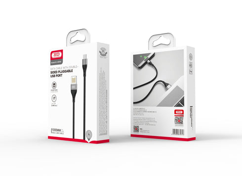 XO NB188 2.4A Διπλής Φοράς Φόρτιση USB Micro 1m Γκρί