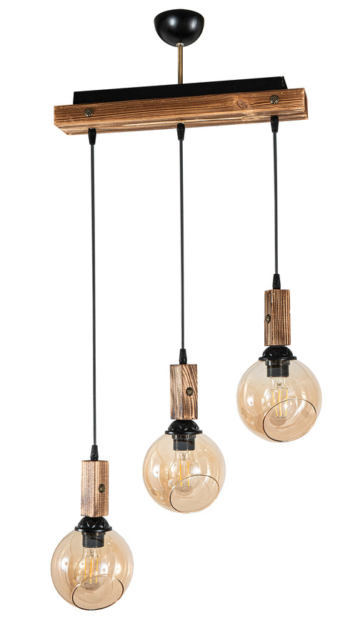 ARlight PDT 2061-3S ΡΑΓΑ 3/Φ ΚΡΕΜ. ΛΕΠΤ/ΡΕΙΑ ΞΥΛΟ ΜΕ ΜΕΛΙ ΓΥΑΛΙ 3ΧΕ27