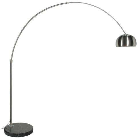 FLC 9907 N ARLIST FLOOR LAMP IN MAT NICKEL WITH CURVED ARM AND MARBLE BASE