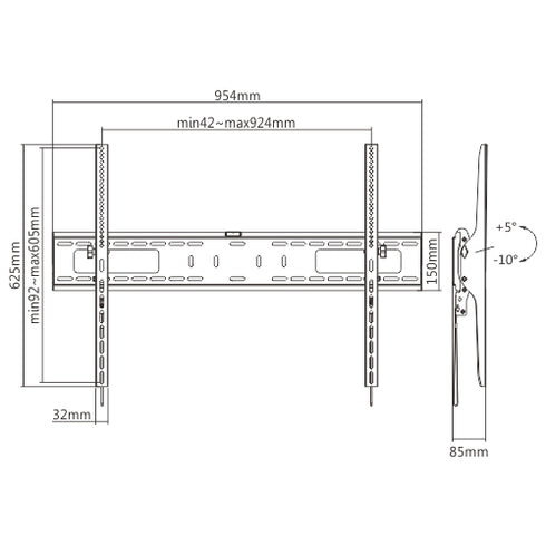 Brateck Βάση TV Επιτοίχια LP42-69T 60" - 100"