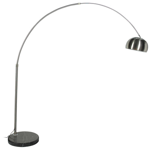 FLC 9907 N ARLIST FLOOR LAMP IN MAT NICKEL WITH CURVED ARM AND MARBLE BASE