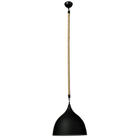 SINGLE LIGHT PENDANT LIGHTING ARLIGHT WITH SUSPENSION FROM ROPE AND HOOKS