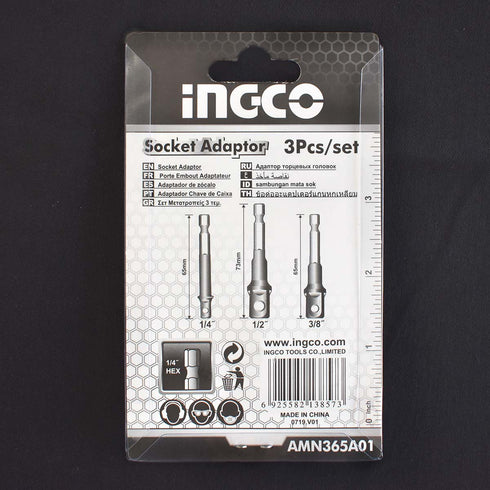 Αντάπτορες για Καρυδάκια 1/4"-3/8"-1/2" Σετ 3 τεμ. INGCO AMN365A01