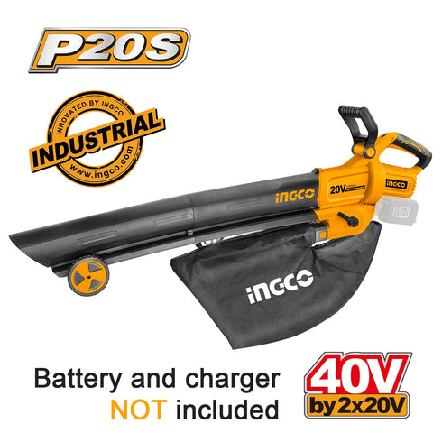 Φυσητήρας Aναρροφητήρας Φύλλων Μπαταρίας 2x20V Li-Ion SOLO INGCO CABLI2003