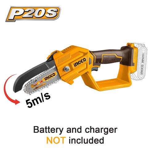 Μίνι Αλυσοπρίονο Μπαταρίας 20V Li-Ion με 5"/12.7cm Λάμα SOLO INGCO CGSLI2058