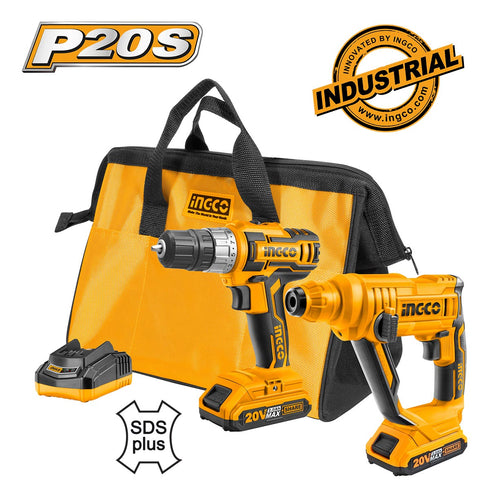 Εργαλεία Μπαταρίας 20V Li-Ion Σετ 2 τεμ. INGCO CKLI2008