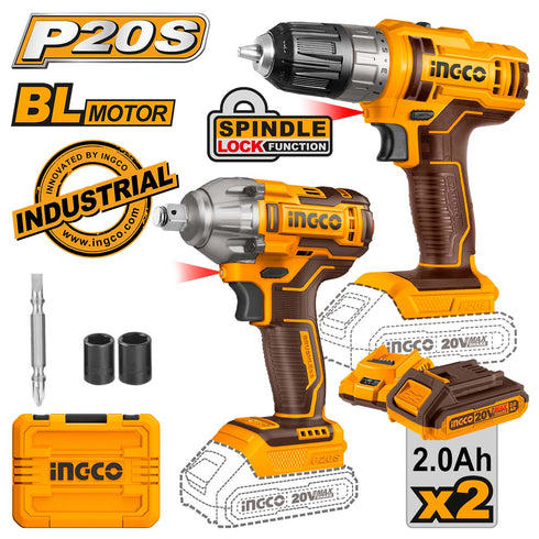 Εργαλεία Μπαταρίας 20V Li-Ion Σετ 2 τεμ. INGCO COSLI230702