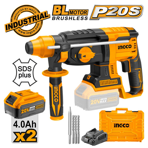 Πιστολέτο Περιστροφικό Κρουστικό Σκαπτικό Μπαταρίας 20V Li-Ion 2.5J INGCO CRHLI202287