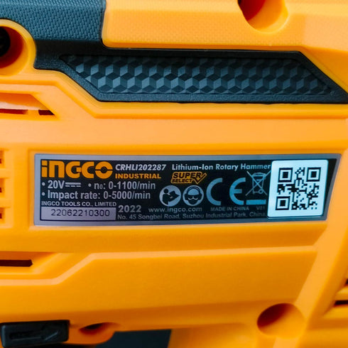 Πιστολέτο Περιστροφικό Κρουστικό Σκαπτικό Μπαταρίας 20V Li-Ion 2.5J INGCO CRHLI202287