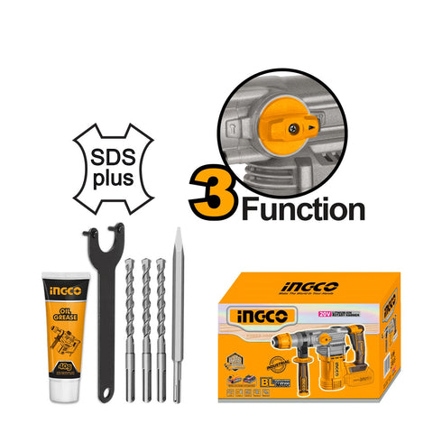 Πιστολέτο Περιστροφικό Κρουστικό Σκαπτικό Μπαταρίας 20V Li-Ion SOLO 4.5J INGCO CRHLI20288