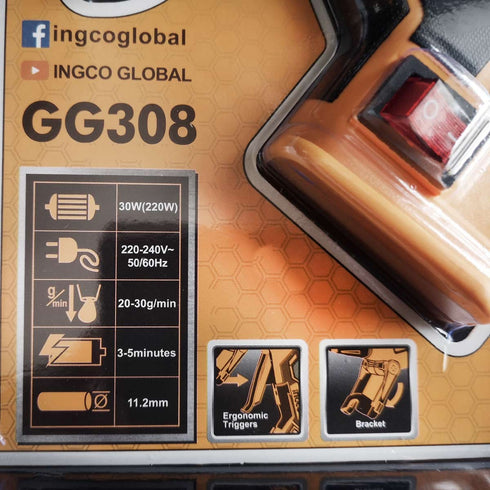 Ηλεκτρικό Πιστόλι Θερμόκολλας 220W INGCO GG308