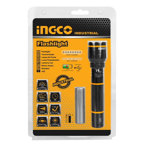 Φακός Προβολέας Li-Ion Επαναφορτιζόμενος 50-150-450 lumen INGCO HCFL186503