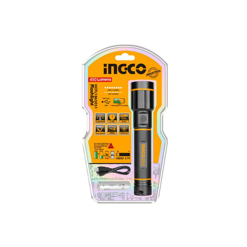 Φακός Προβολέας Li-Ion Επαναφορτιζόμενος 50-150-450 lumen USB Type-C INGCO HCFL1865051