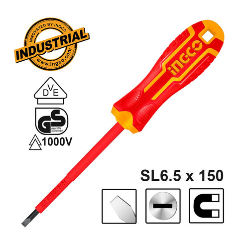 Κατσαβίδι Ηλεκτρολόγου VDE Ίσιο SL6.5x150mm INGCO HISD816150