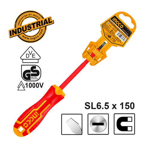 Κατσαβίδι Ηλεκτρολόγου VDE Ίσιο SL6.5x150mm INGCO HISD816150