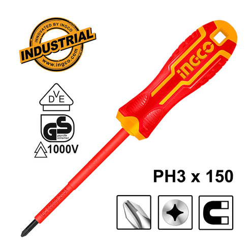 Κατσαβίδι Ηλεκτρολόγου VDE Σταυρού PH3x150mm INGCO HISD81PH3150