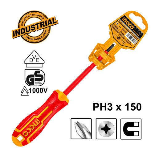 Κατσαβίδι Ηλεκτρολόγου VDE Σταυρού PH3x150mm INGCO HISD81PH3150