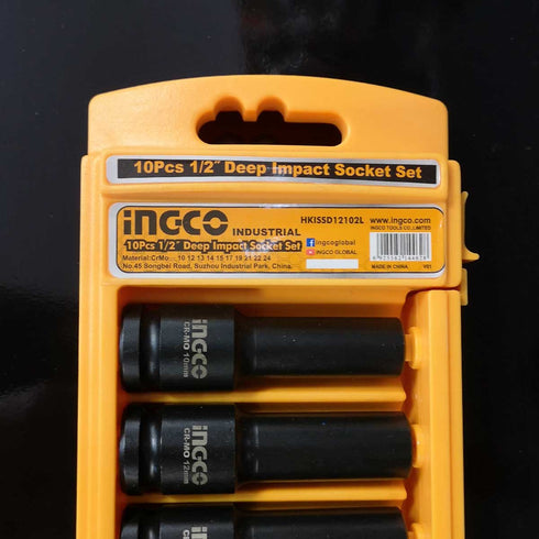 Καρυδάκια Μακρύ Αέρος 1/2" Σετ 10 τεμ. INGCO HKISSD12102L