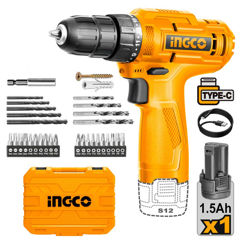 Εργαλεία Χειρός + Δραπανοκατσάβιδο Μπαταρίας 12V Σετ 89 τεμ. INGCO HKTHP10891