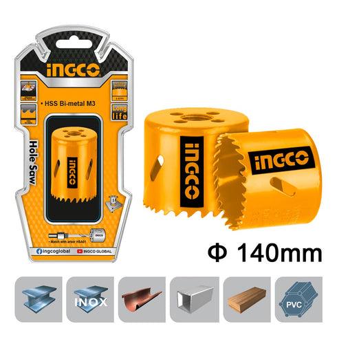 Ποτηροτρύπανο Bi-Metal 140mm INGCO HSB101401
