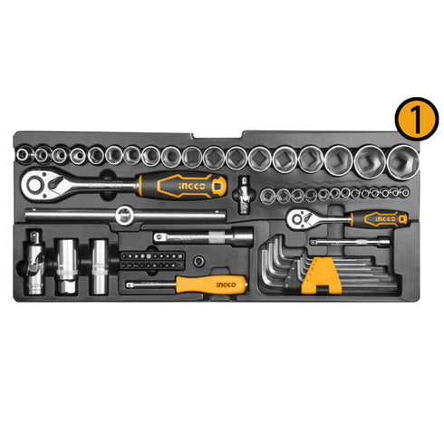 Εργαλεία σε Μεταλλική Εργαλειοθήκη Σετ 97 τεμ. INGCO HTCS220971