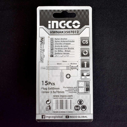 Σετ Βίδες με Βύσματα INGCO HWNAK3507012