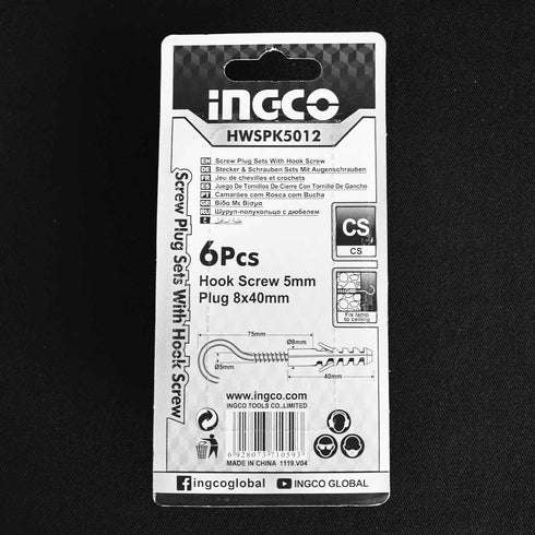 Σετ Βίδες Γάντζοι με Βύσματα INGCO HWSPK5012