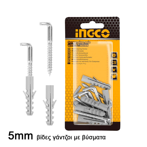 Σετ Βίδες Γάντζοι με Βύσματα INGCO HWSPK5032