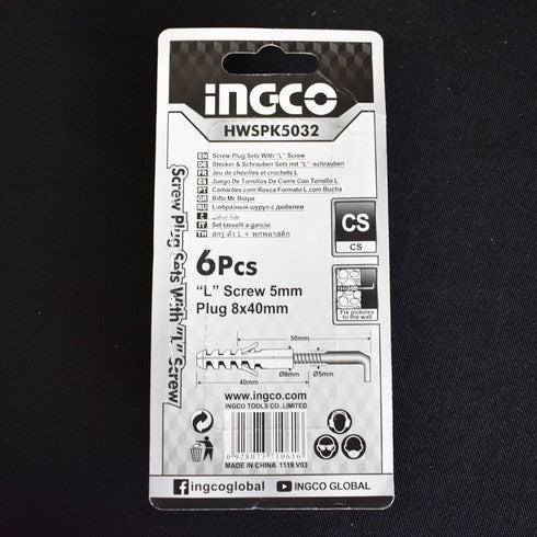 Σετ Βίδες Γάντζοι με Βύσματα INGCO HWSPK5032