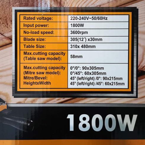 Φαλτσοπρίονο Radial 2 Εργασιών με Laser 1800W INGCO MT2S18002