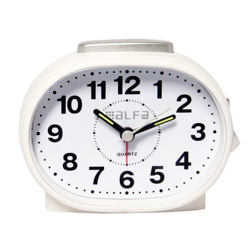 Desktop Clock ALTC-60170 Alfaone Analog Silent with lighting Cream rubber-Silver