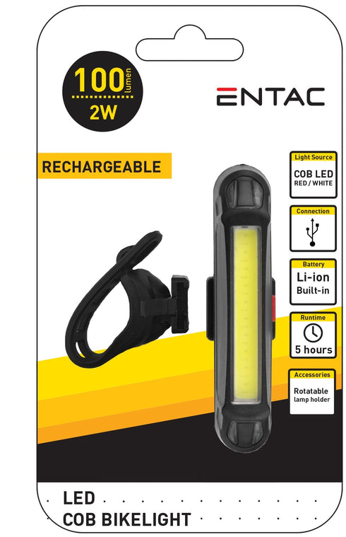 Entac Φακός Ποδηλάτου Πλαστικό COB Επαναφορτιζόμενος