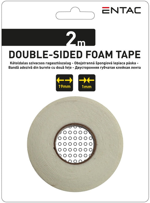 Entac Double side foam tape 1x19mm White 2m