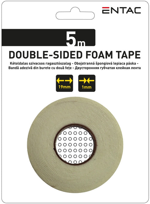 Entac Double side foam tape 1x19mm White 5m
