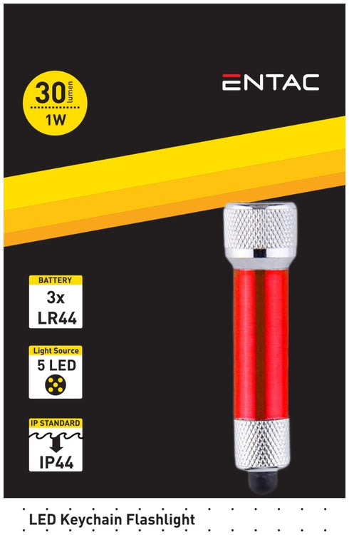 Entac Φακός 5 LED Μπρελόκ Κόκκινο