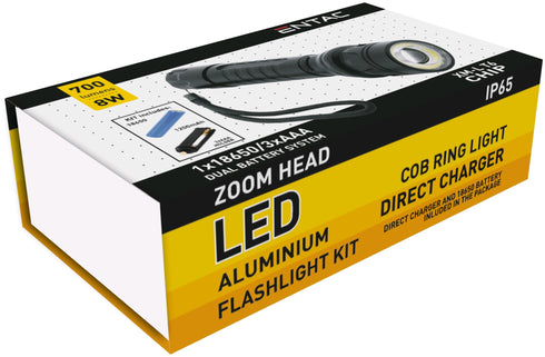 Entac Φακός Zoom Αλουμινίου 8W