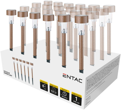 Entac Ηλιακό Κήπου 36cm Ανοξείδωτο ατσάλι Καφέ 1 LED (24τμχ)