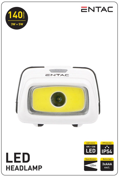 Entac Φακός Κεφαλής 5+3W (3xAAA Δεν Περιλαμβ.) Άσπρο