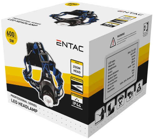 Entac Φακός Κεφαλής Zoom 5W Αλουμινίου