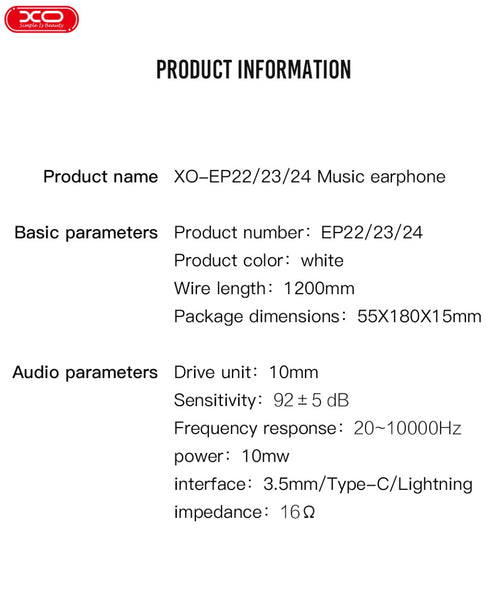XO EP22 3.5mm Handsfree Άσπρο