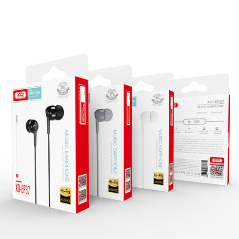 XO EP37 In-ear Handsfree 1.15μ Μαύρο