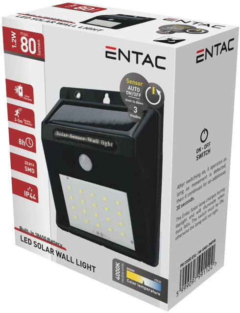 Entac Solar Plastic Lamp 1.2W SMD 3 modes PIR