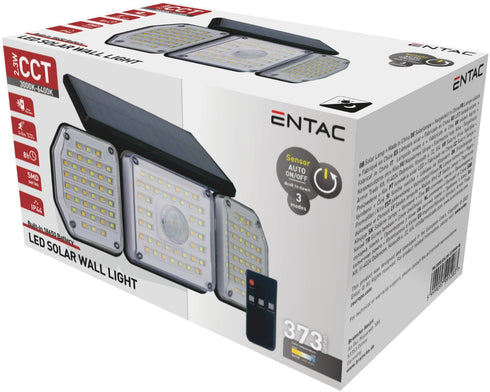 Entac Solar Plastic Wall Lamp 2.3W SMD 3 head with PIR + IR