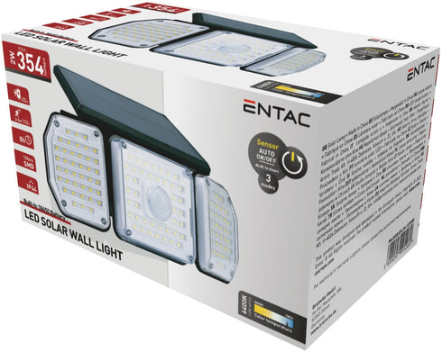 Entac Solar Plastic Wall Lamp 2W SMD 3 head with PIR