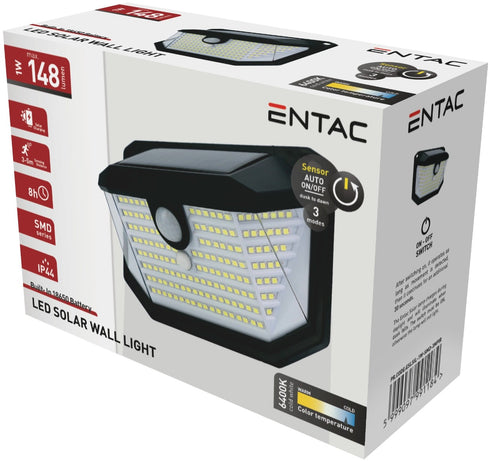 Entac Solar Plastic Lamp 1W SMD 3 modes PIR