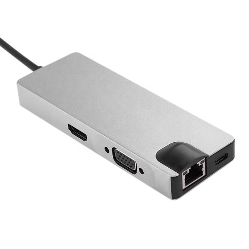 8in1 USB C hub RJ45 HDMI USBx2 VGA SD TF USB3.0x2