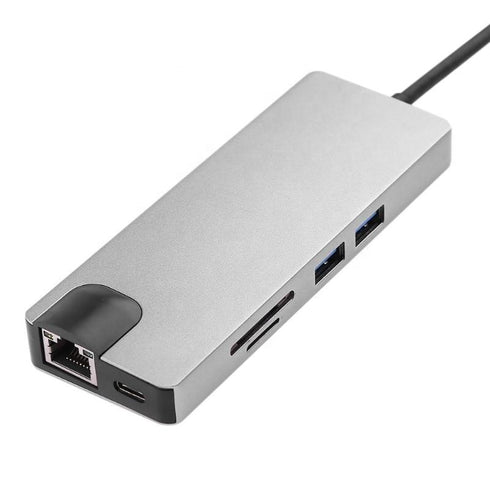 8in1 USB C hub RJ45 HDMI USBx2 VGA SD TF USB3.0x2