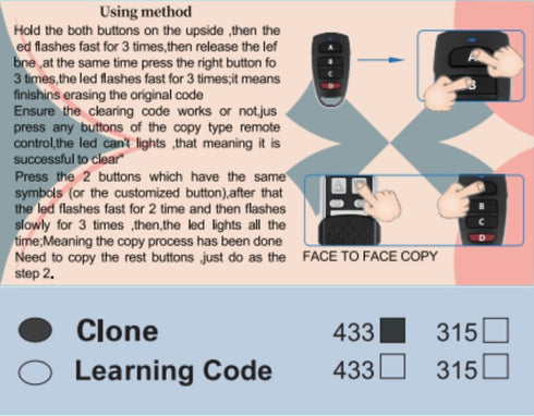 Τηλεχειριστήριο Γκαραζόπορτας 433MHz (516) Κλειδί