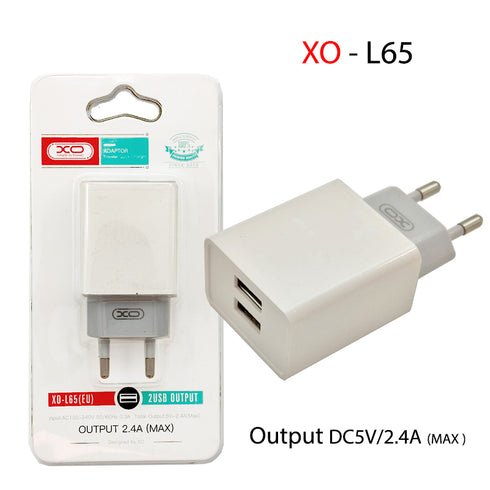XO L65EU 2.4A Διπλής Θύρας USB Φορτιστής Άσπρο